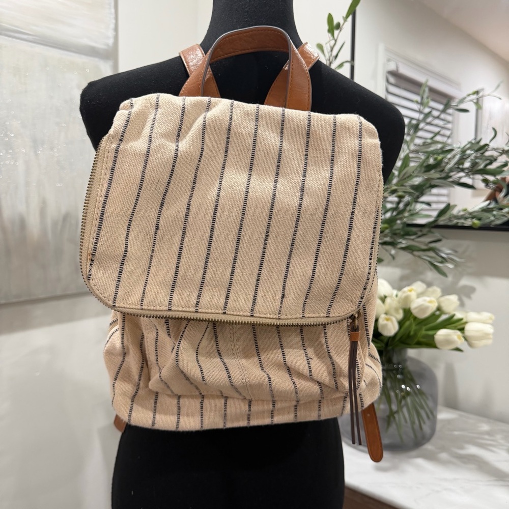Market and Spruce Cream and Navy Striped Tote Interior